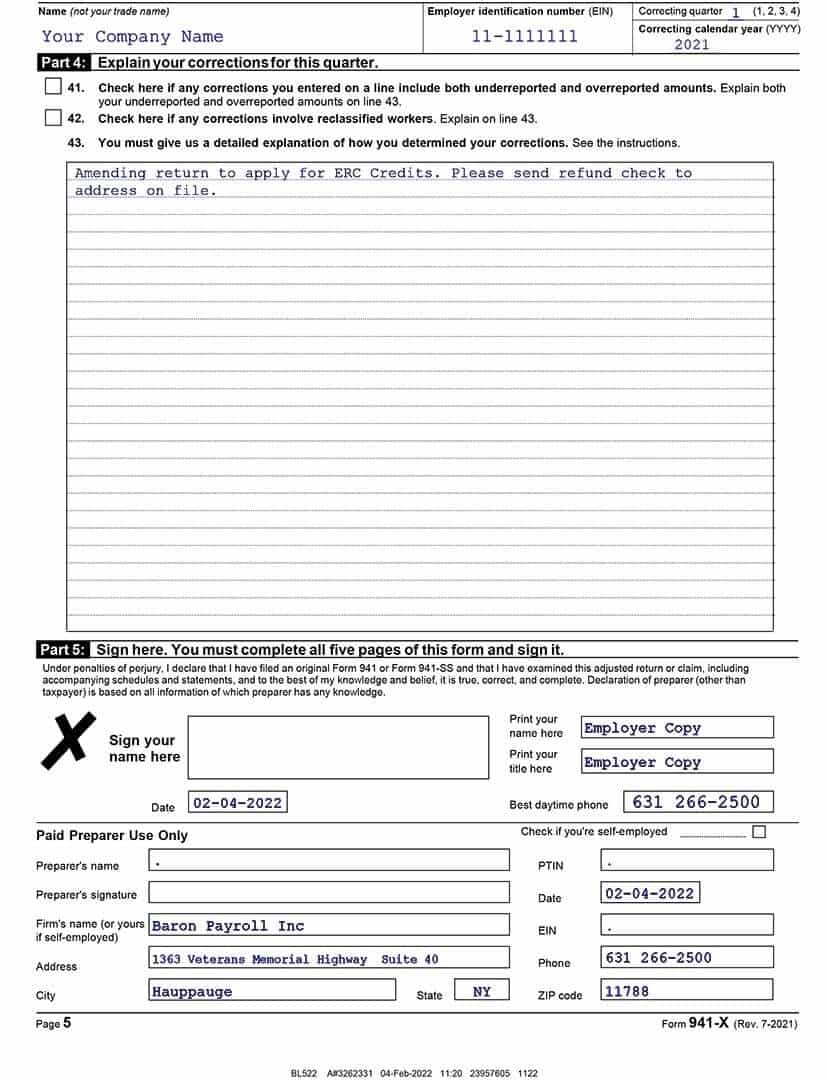 941 Erc Worksheets